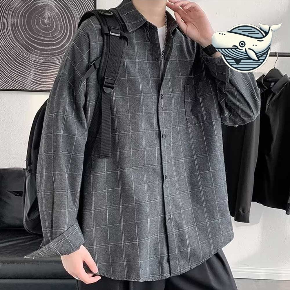 캐주얼 남자 체크패턴 오버핏 셔츠 단정한