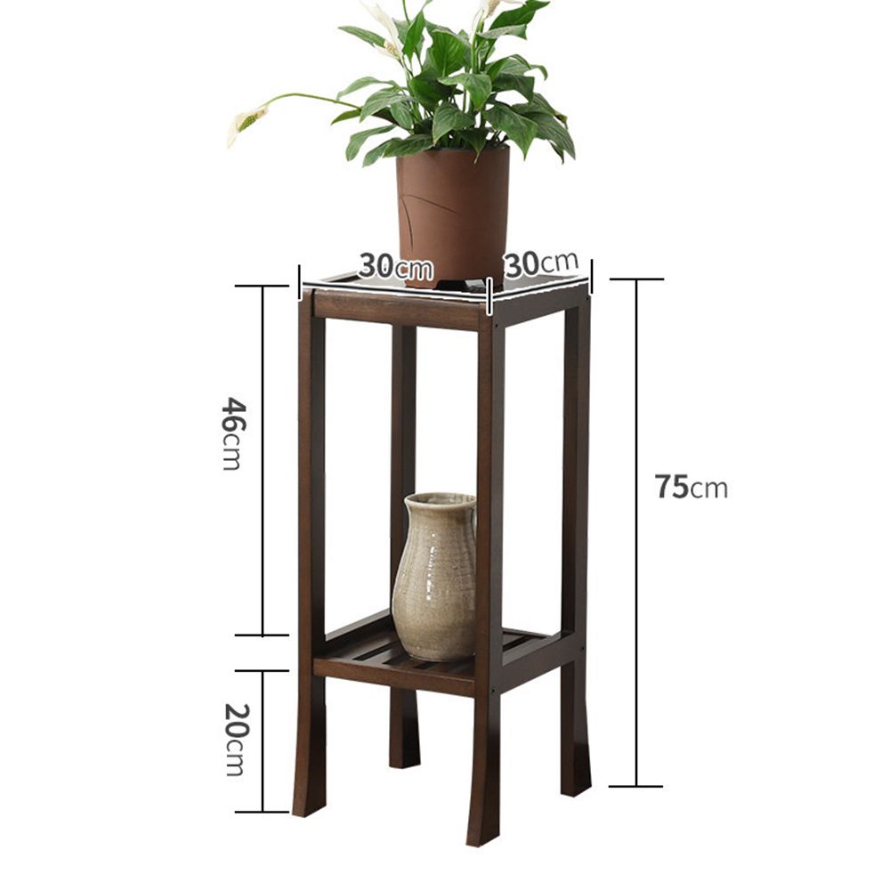 월넛 2단 75cm 사각 진열대 화분 원목
