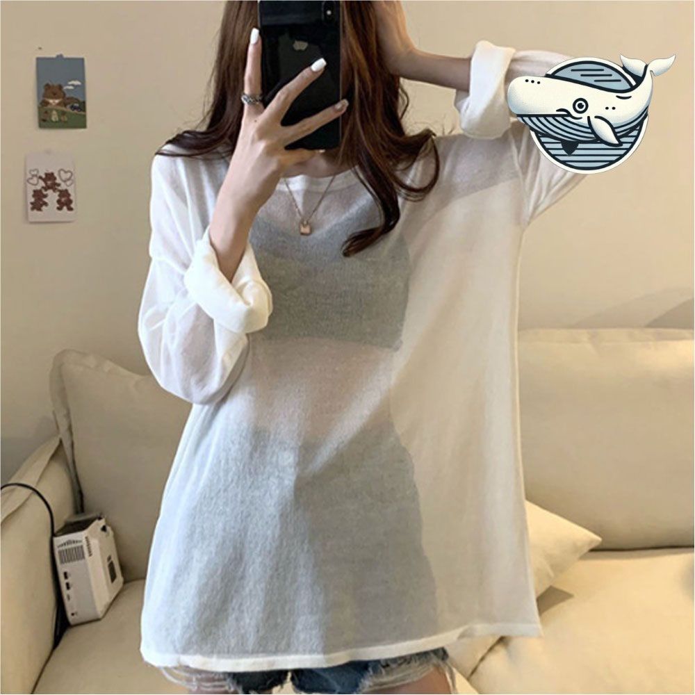 편안한 린넨 통기성 긴팔 티셔츠 비치웨어