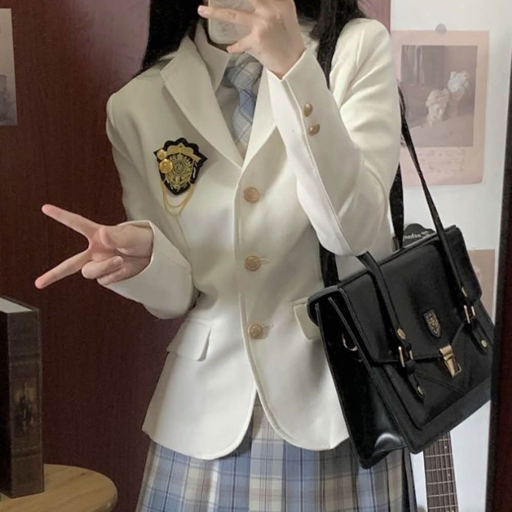 여성 자켓 단품 여자 아이보리 프레 코스 마이