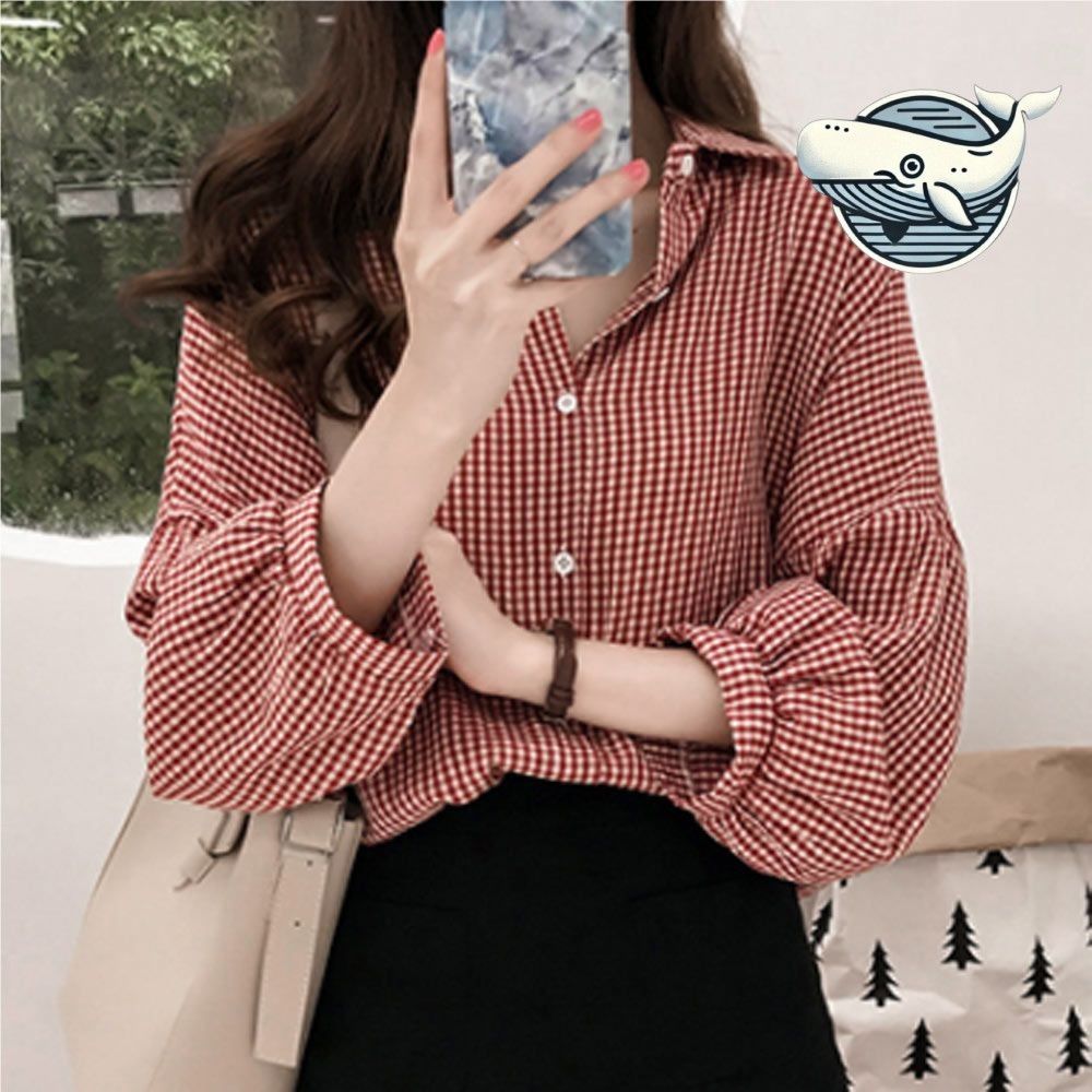 스타일리시 체크 셔츠 여성 데일리 편안한