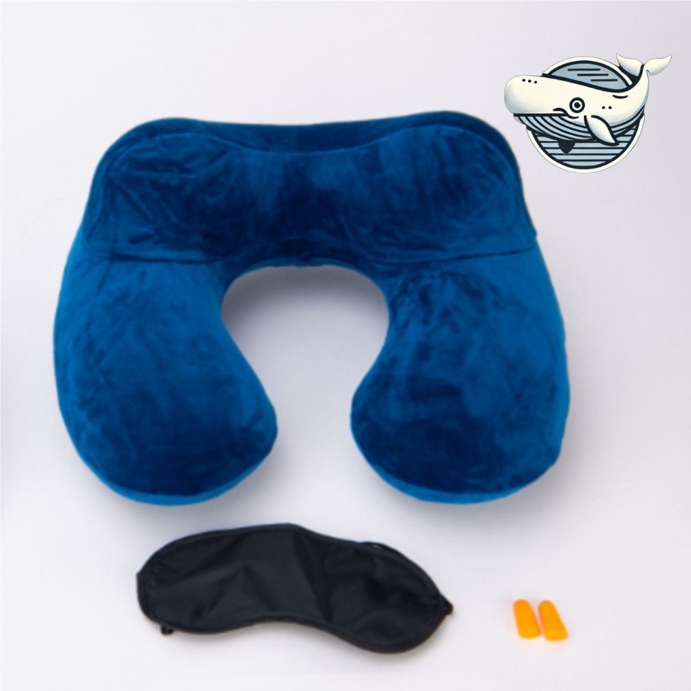 블루 원터치 에어 목쿠션 차량 휴대용 여행