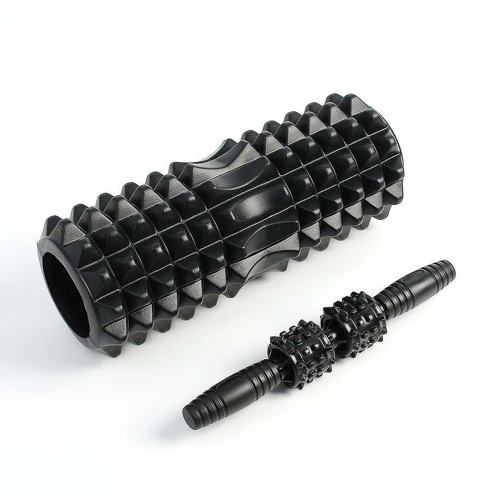 마사지스틱 폼롤러 33cm 세트 블랙 하드 지압