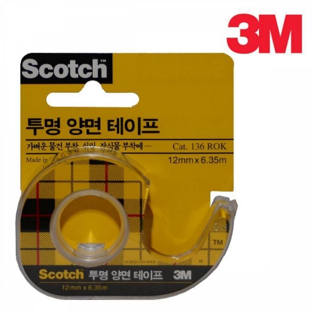 3M 스카치 투명 양면 테이프 12mmx6.35M