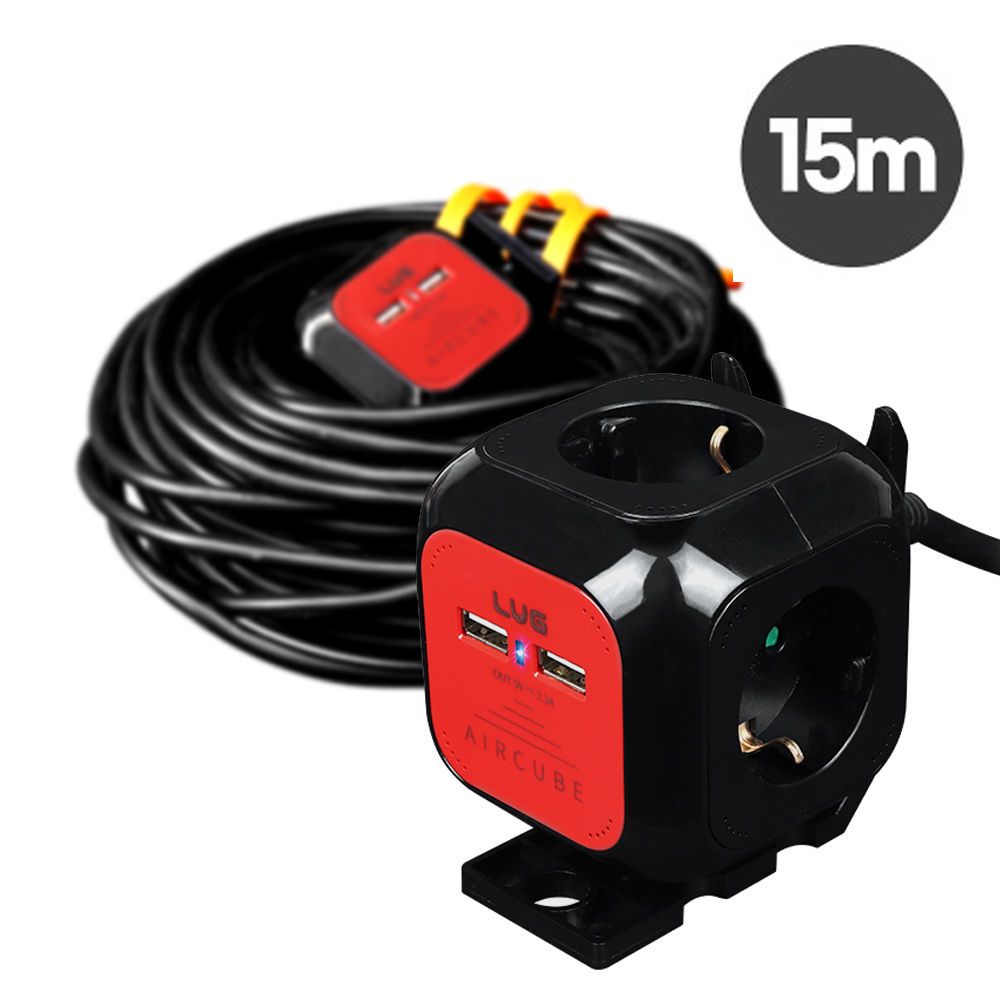 콘센트 연장선 4구 USB 2포트 15M 1.5SQ BK 이지콕