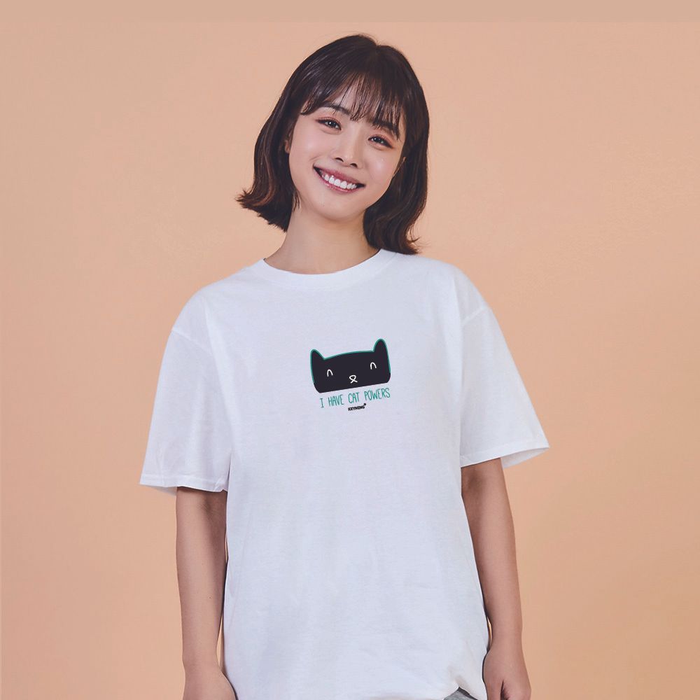키밍 맨투맨 후드티 CAT POWERS 야옹이 귀여운티