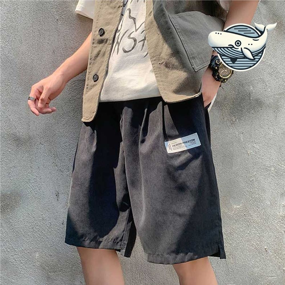 남자 허리밴딩 데일리 반바지 심플 레터링 패치