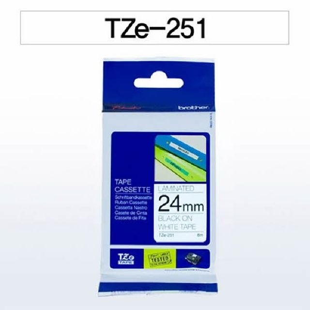 브라더 테이프카트리지(TZe-251/24mm/흰색/흑색문자