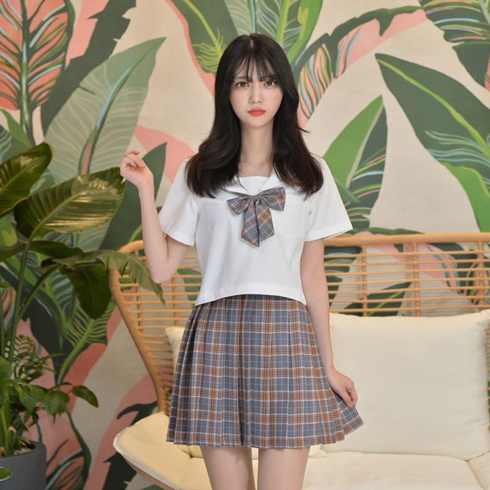 교복몰 차분한 오렌지 블라썸 세라복 세트 (반팔)