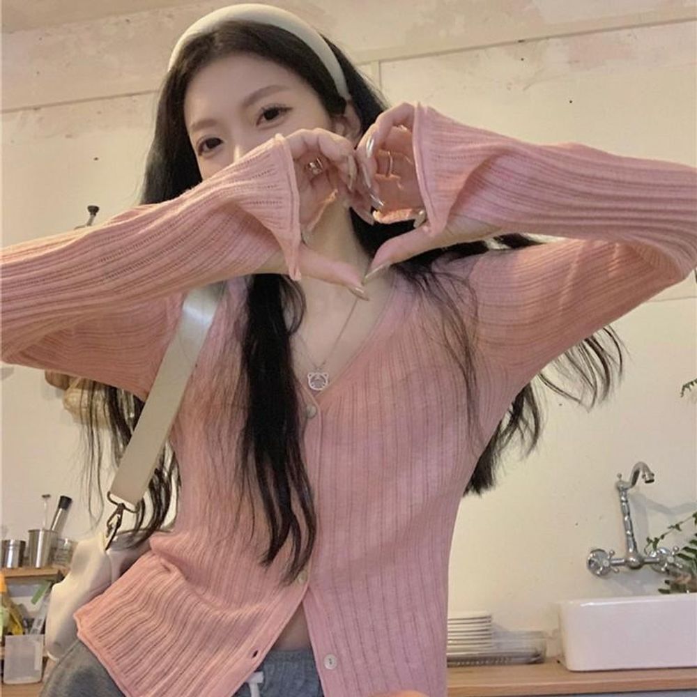 시스루 여름 심플 휴양지룩 쿨링 브이넥 커버업 가디