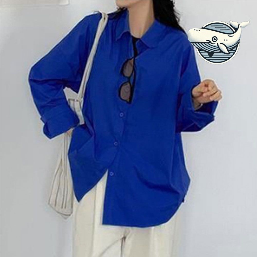 스타일리시 루즈핏 블루셔츠 캐주얼 데일리