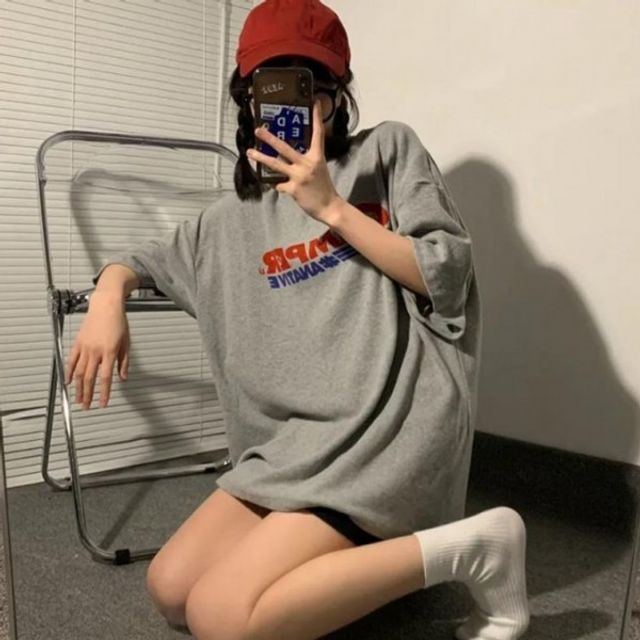 캠퍼 반팔 여자 기본 티셔츠 데이 오버핏 여성 라운드
