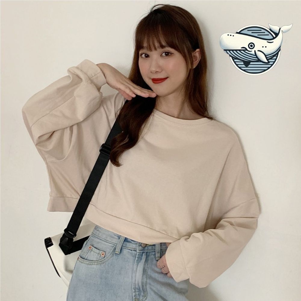 편안한 루즈핏 크롭 맨투맨 일상 데일리 티셔츠
