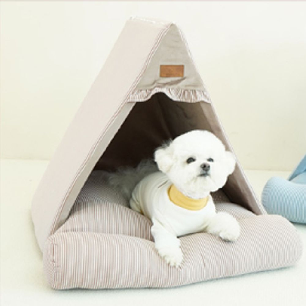 강아지 극세사 체크 삼각 하우스 1P 숨숨집 휴식 쿠션