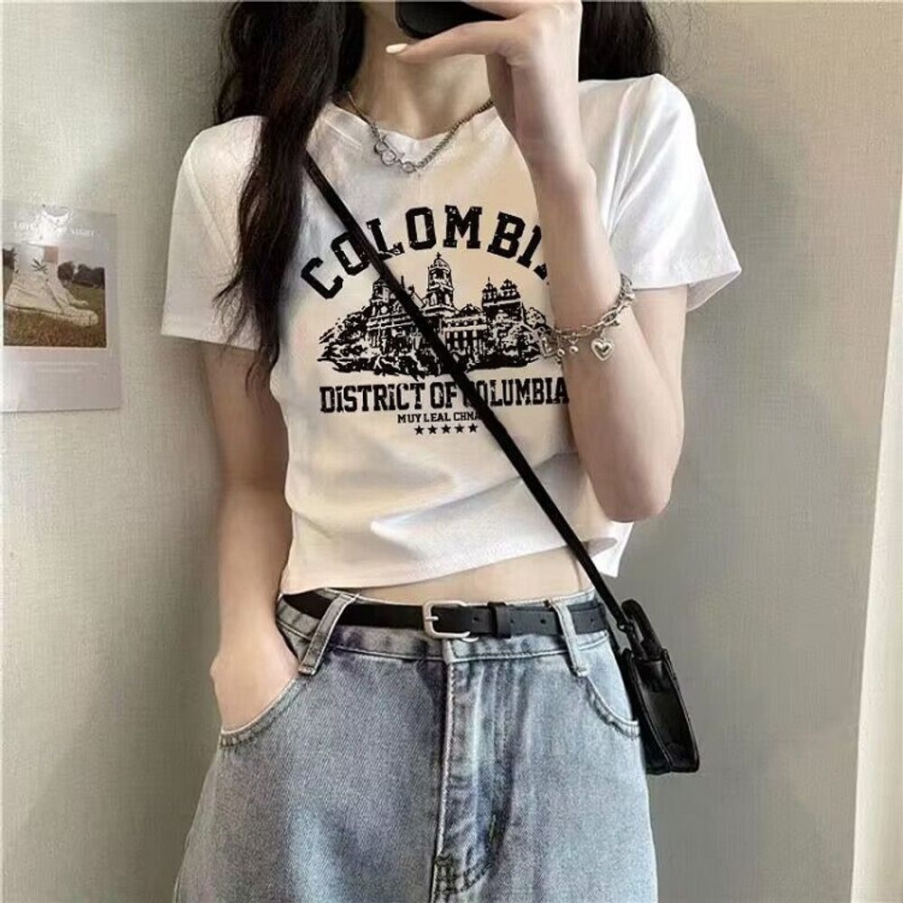 고효율 1+1 여름티셔츠 CROP T shirt 학생 심플멋진소