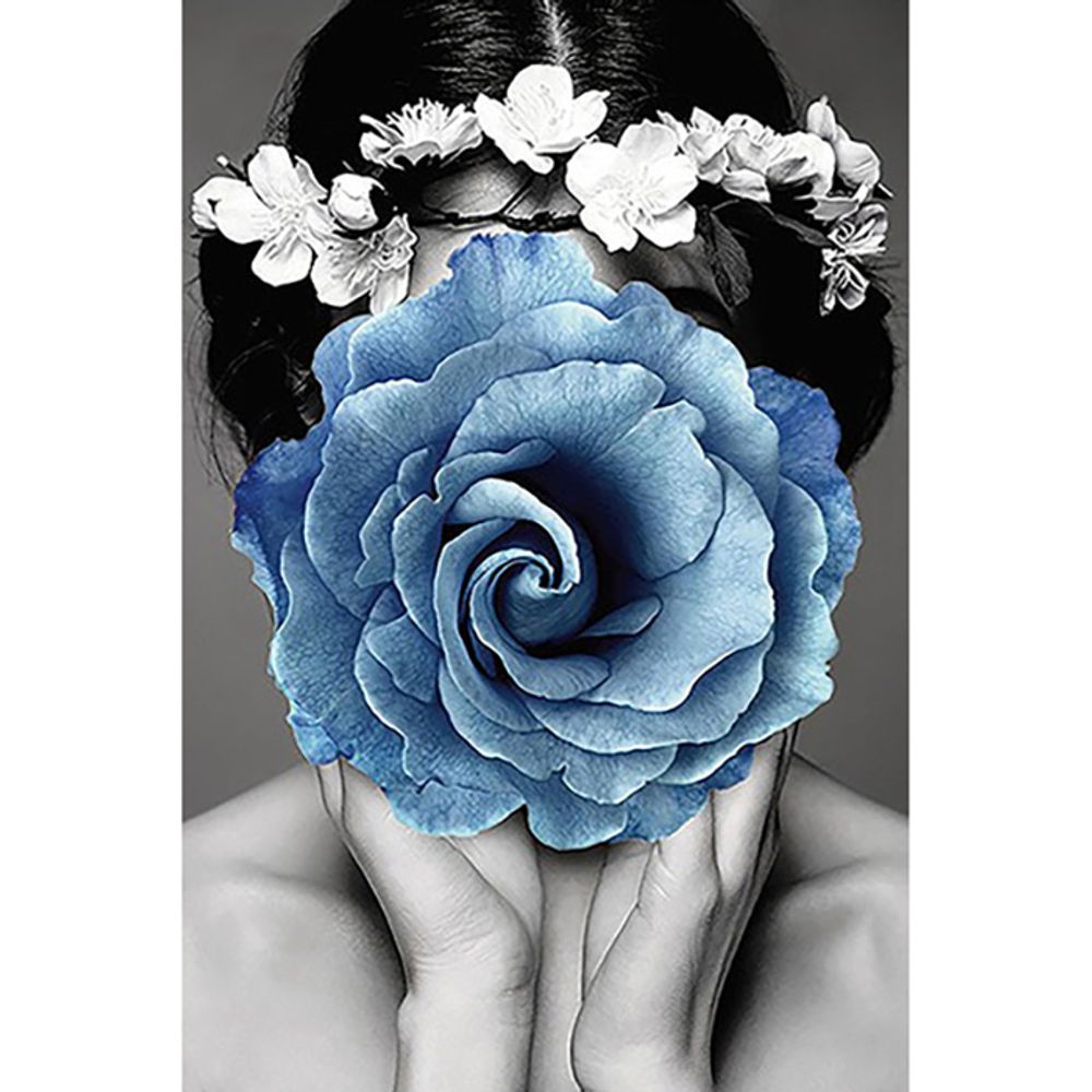 파란 꽃 여인 (패브릭) 보석십자수 40x60