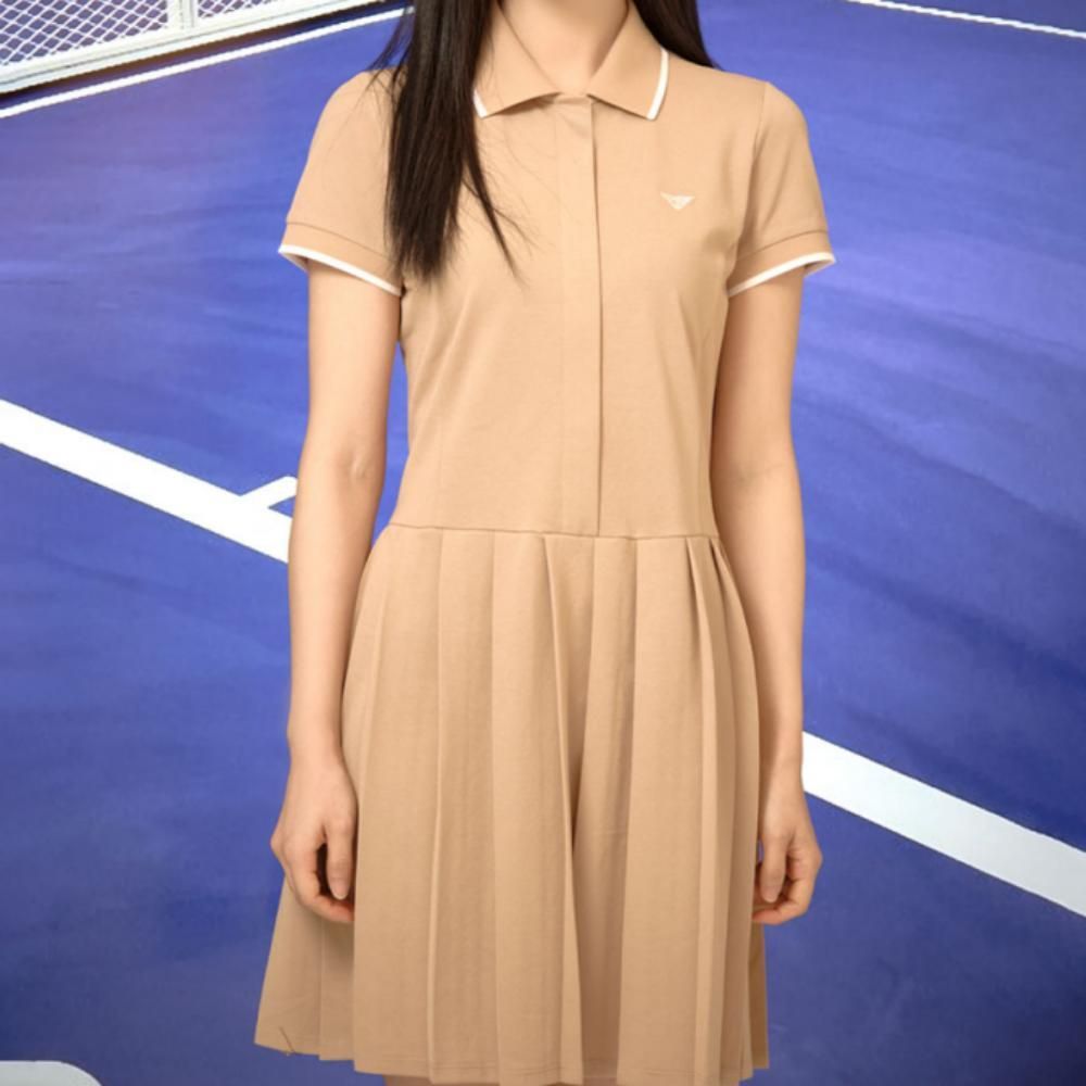 여성 여름 스포티 골프 데일리 카라 반팔 주름 원피스