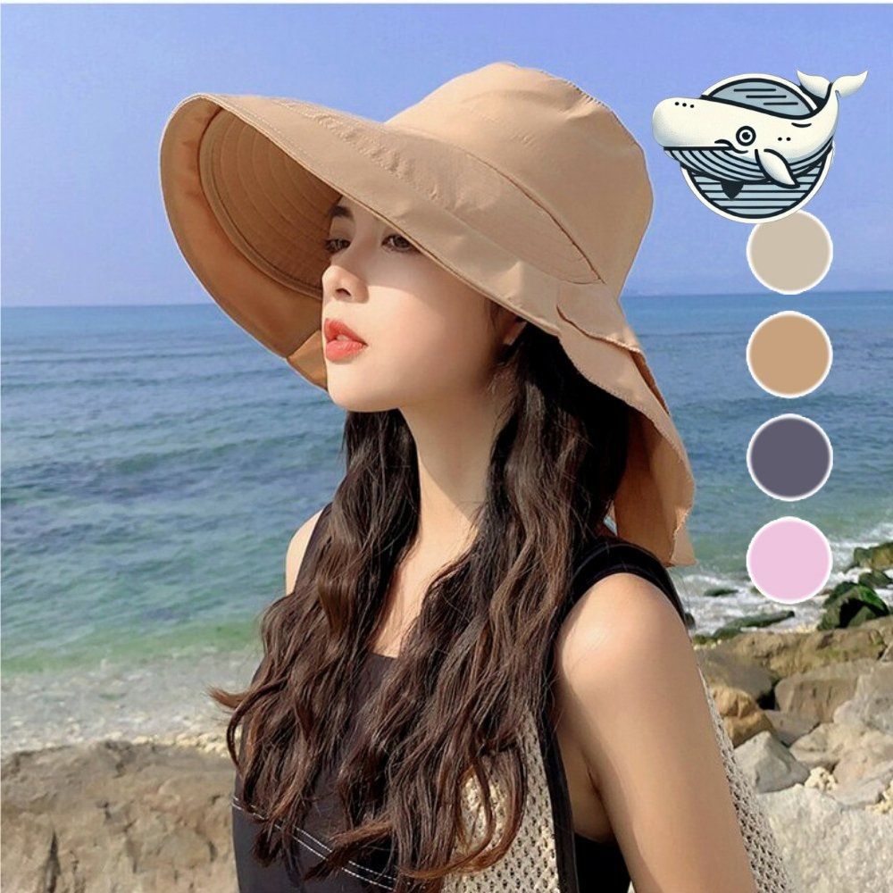 여성 여름 바다 여행 햇빛차단 페도라 스타일