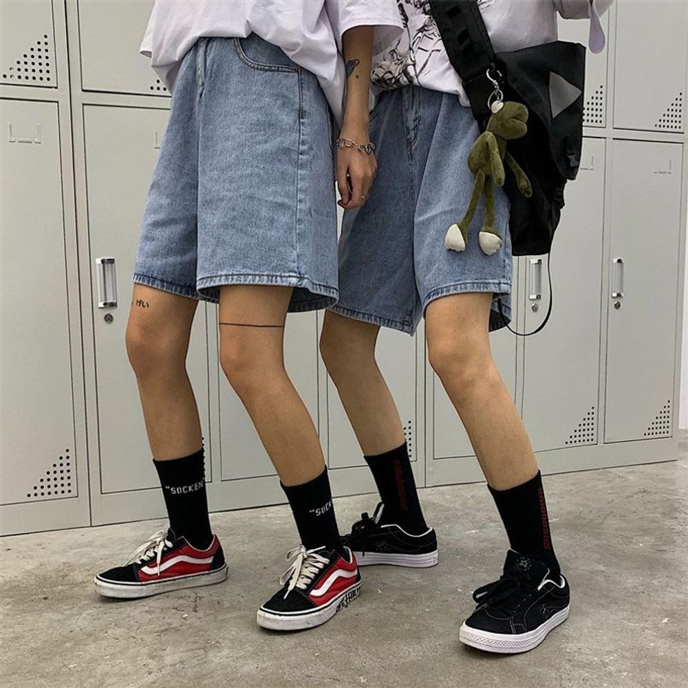 기능성반 트레이닝반 데님 통넓은 일상복 베이직