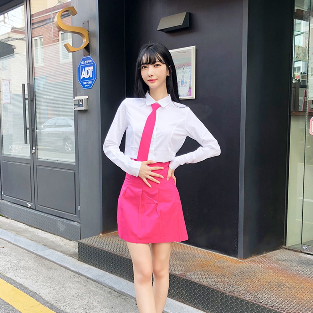 교복몰 백합주름치마 핫핑크 전체 주름 교복치마 교복