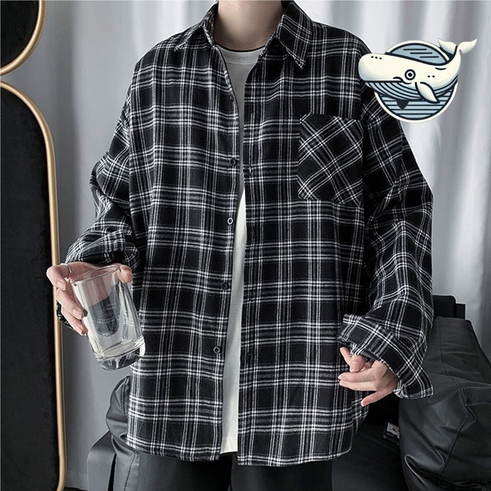 스타일리시 캐주얼 체크 셔츠 남성용 데일리