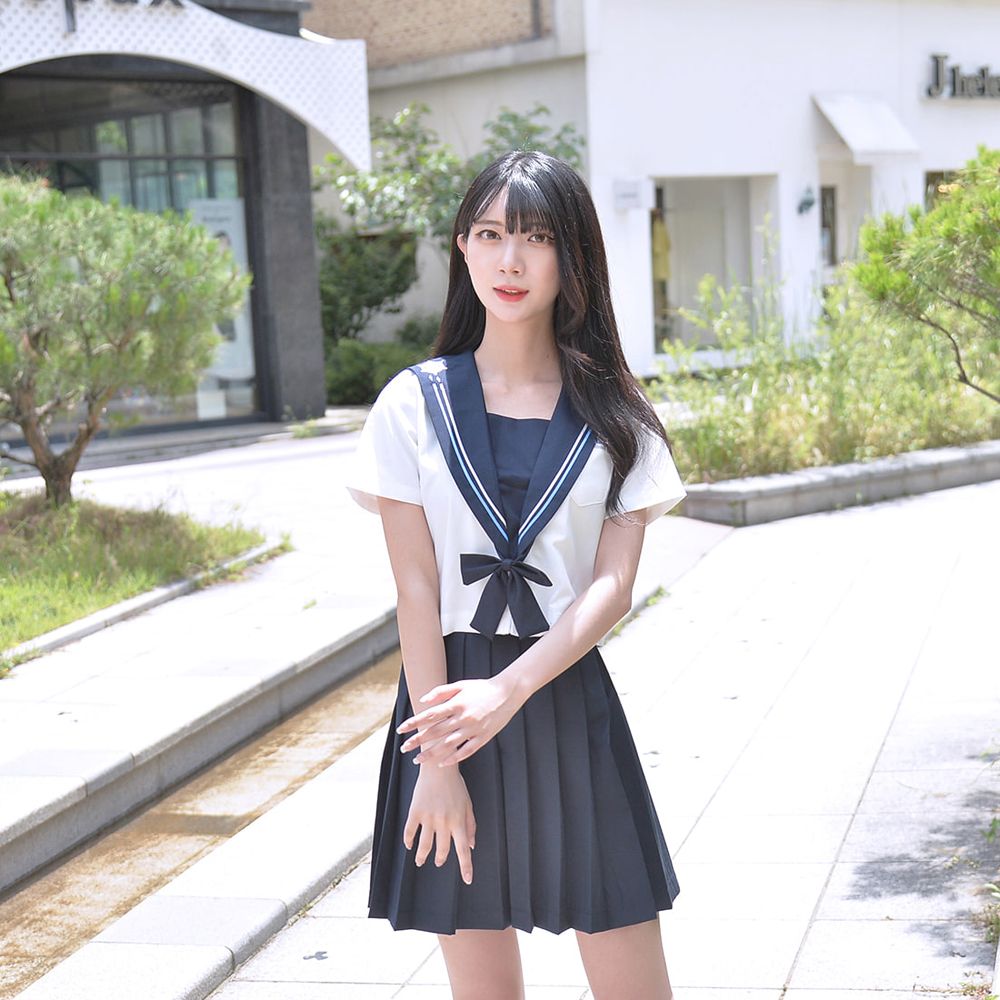 교복몰 얼음공주 화이트 세라복 세트 (반팔)