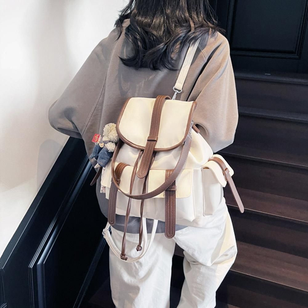 여성 데일리 캐주얼 포켓 스트링 백팩 토트백 가방