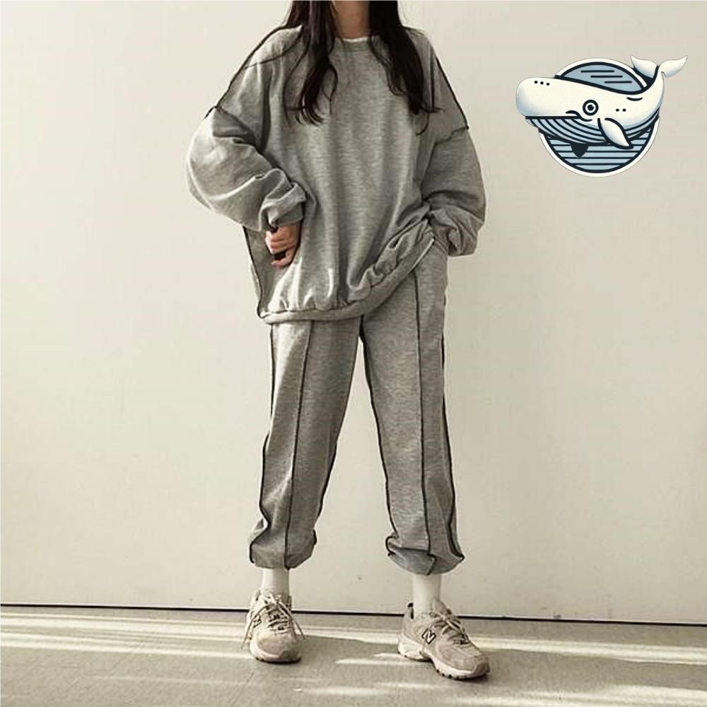 루즈핏 스타일 여성 캐주얼 조거 팬츠 긴팔