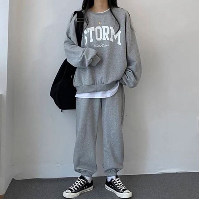 캐주얼 X 맨투맨 셋업 조거팬츠 레터링 셋업