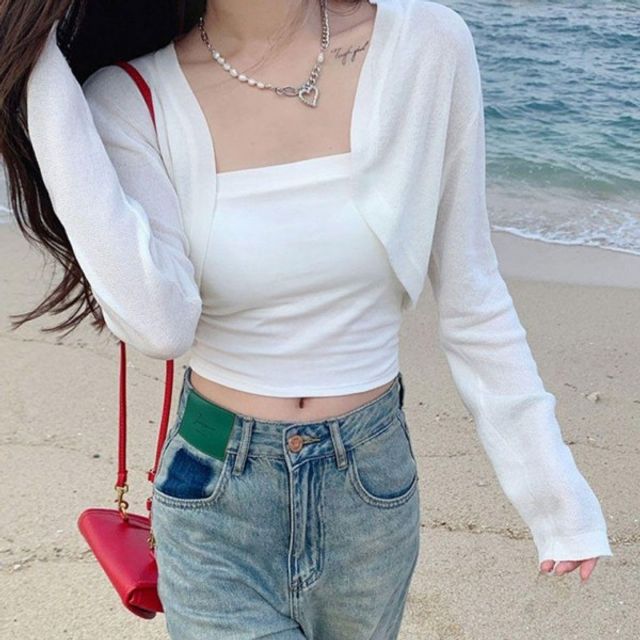 여성 스타일 크롭 기본 여름 데이 햇빛 차단 여리여리