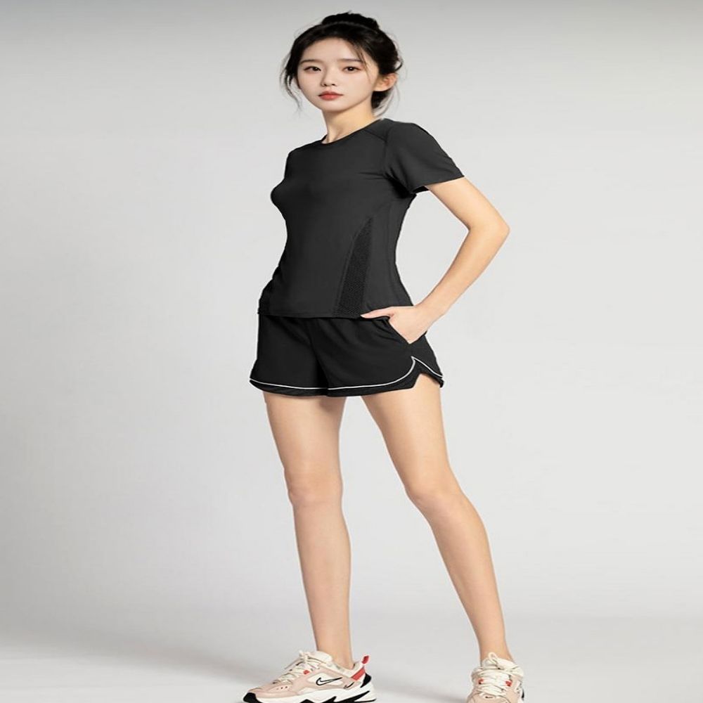 여성 2컬러 반팔 에어 반바지 숏팬츠 3부 세트