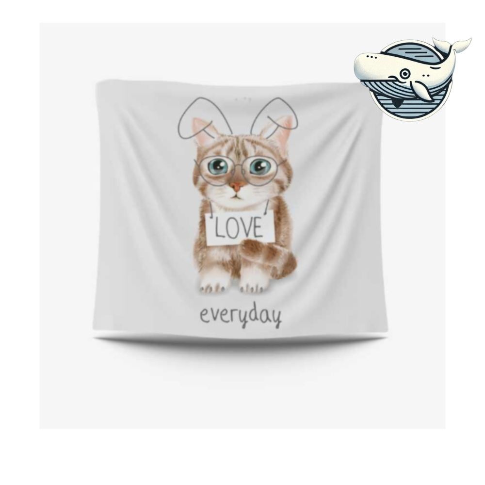 특대 고양이 그림 커튼 패브릭 가리개 실내