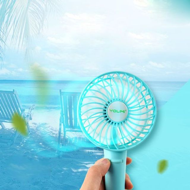 Coms USB 선풍기 90mm 토네이도 그립형 블루 손풍기