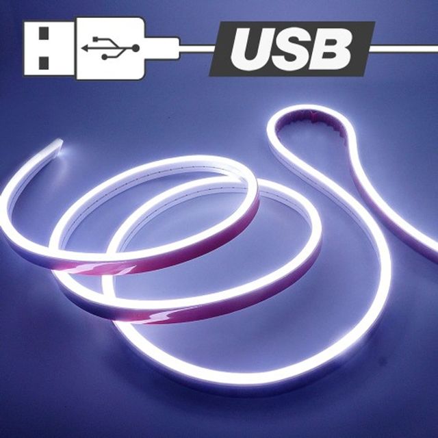 USB전원 실리콘 면발광 무드등 LED바 화이트 50cm