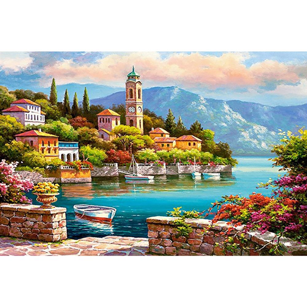 시계탑 마을 (패브릭형) 보석십자수 40x60