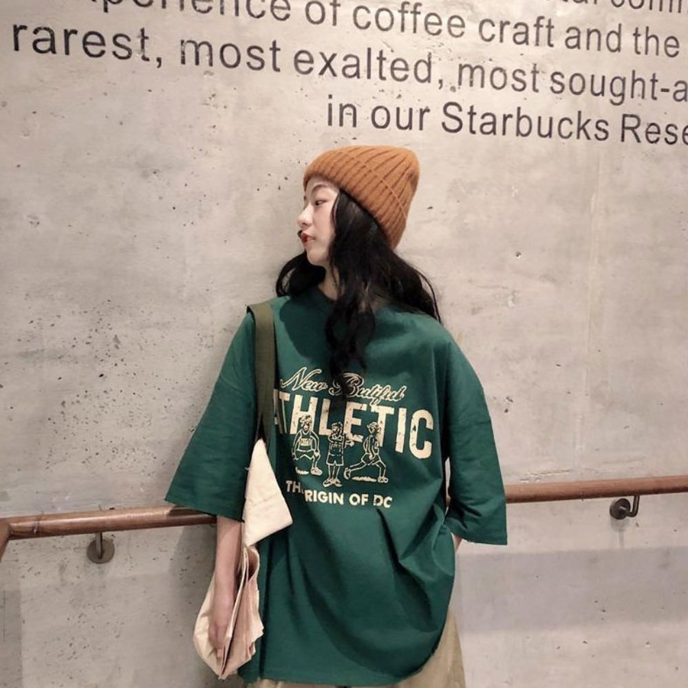 오버핏 여자 빈티지 빅사이즈 여름반팔 박스티