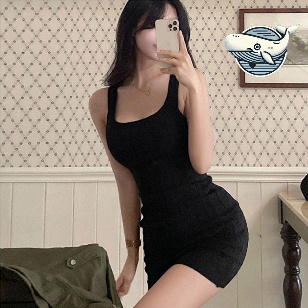 여성 골지 스판 민소매 미니 원피스 여름
