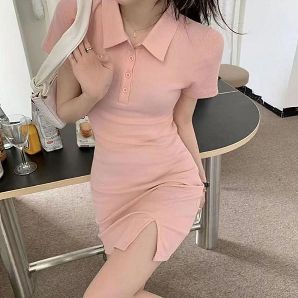 원피스 여름 미니원피스 카라 옆트임 인기 여자 반팔