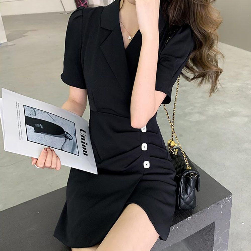 시원한 미니 원피스 여성 랩 포인트 결혼식 여