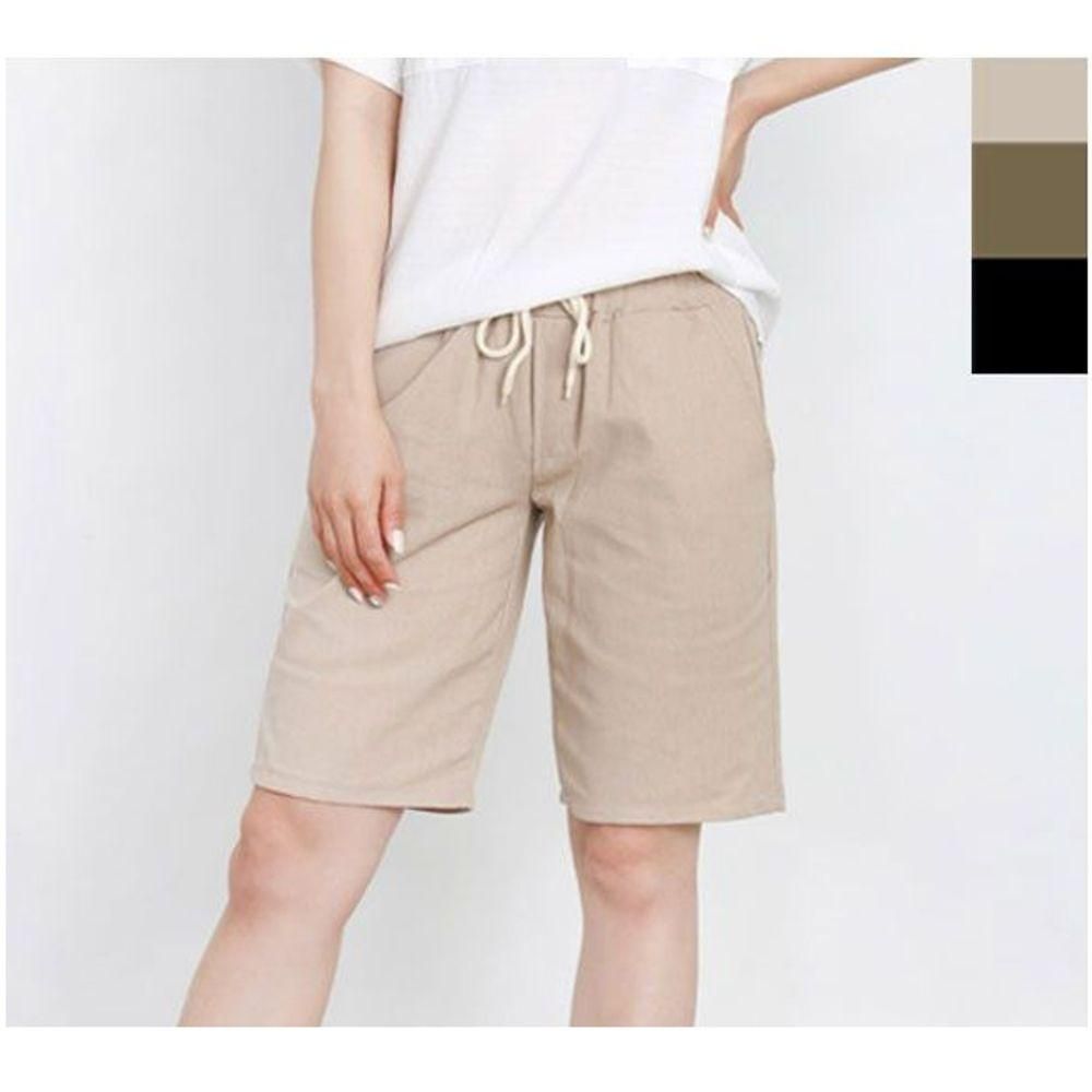 여자 팬츠 5부 린넨 고무줄 바지 반바지 여름 1P