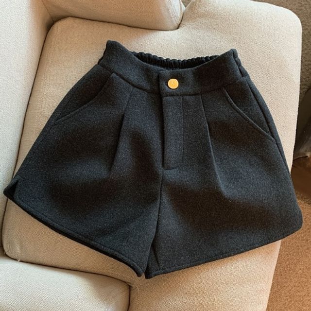 여성 모직 핀턱포인트 반바지 허리 뒷밴딩 에이라인핏