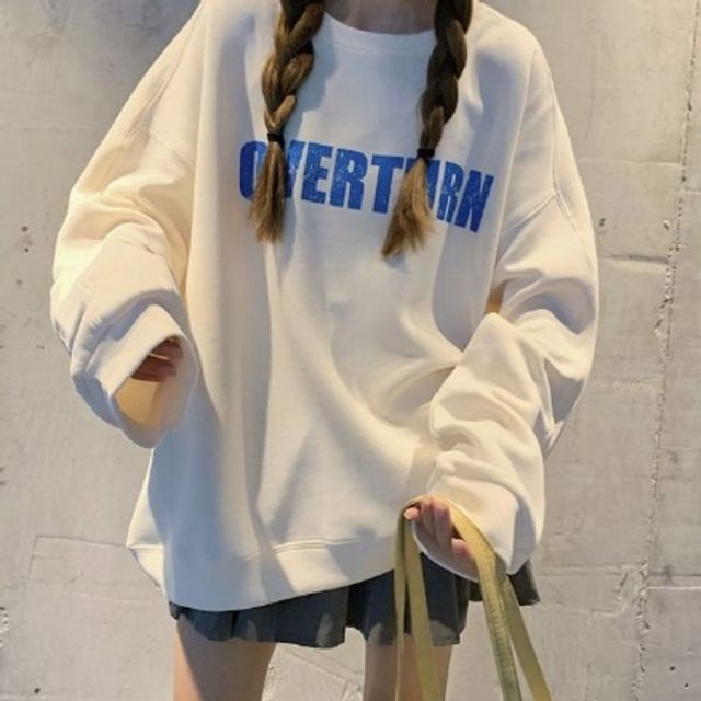 4색 루즈핏 긴팔티셔츠 기모 벌룬 티셔츠 여성