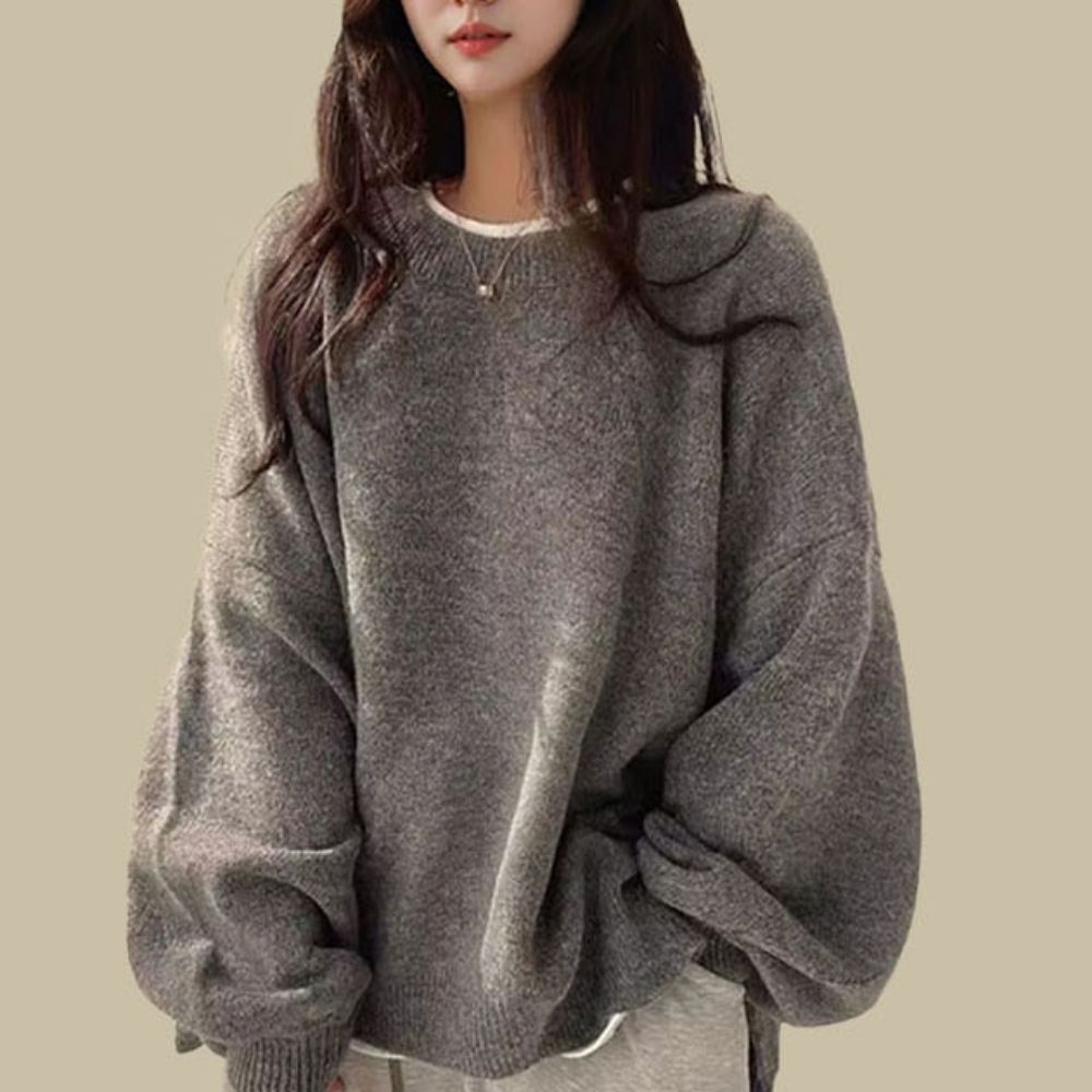 캐주얼 데일리룩 여자 오버핏 절개 긴팔니트