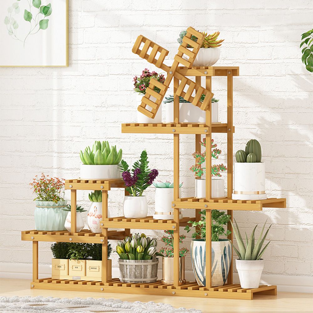 진열대 B 5단 대나무 오크 102cmx24.5mx103cm 풍차