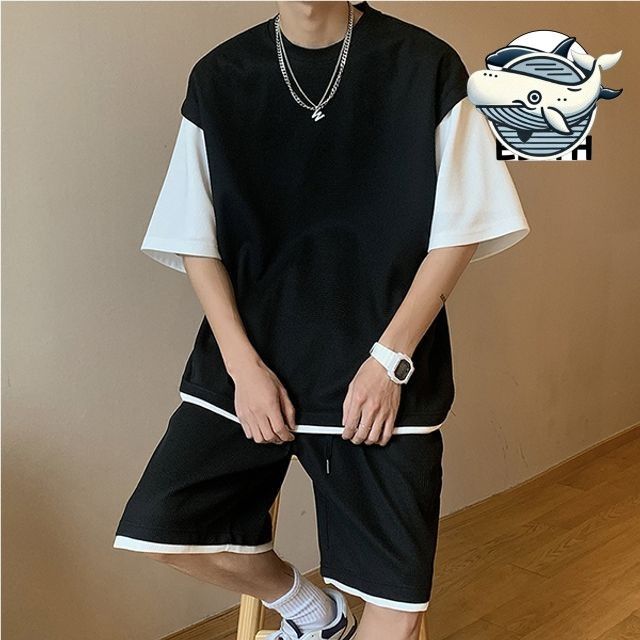 편안한 여름 남성 오버핏 반팔 바지 캐주얼