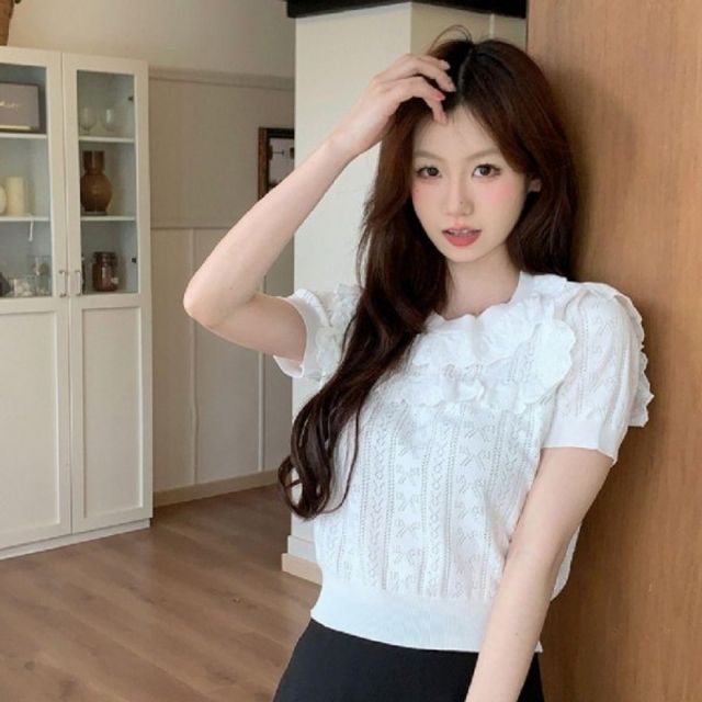 데일리 반팔 프릴넥 기본
