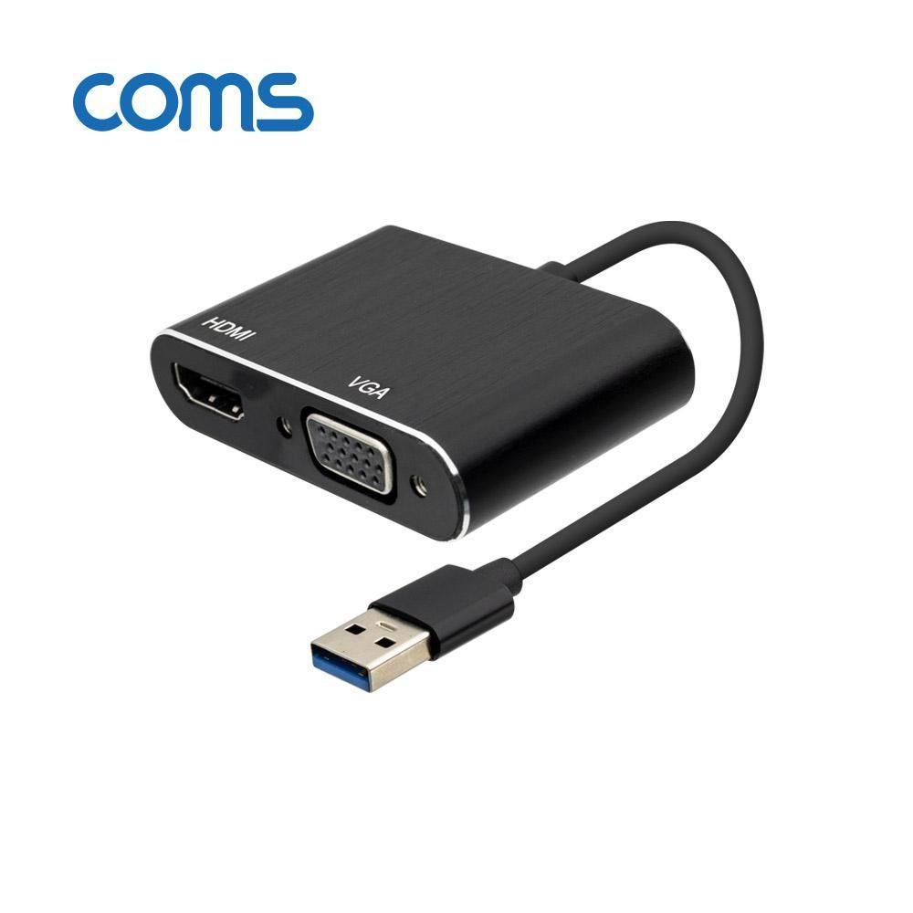 Coms USB 3.0 to HDMI VGA 컨버터 Black