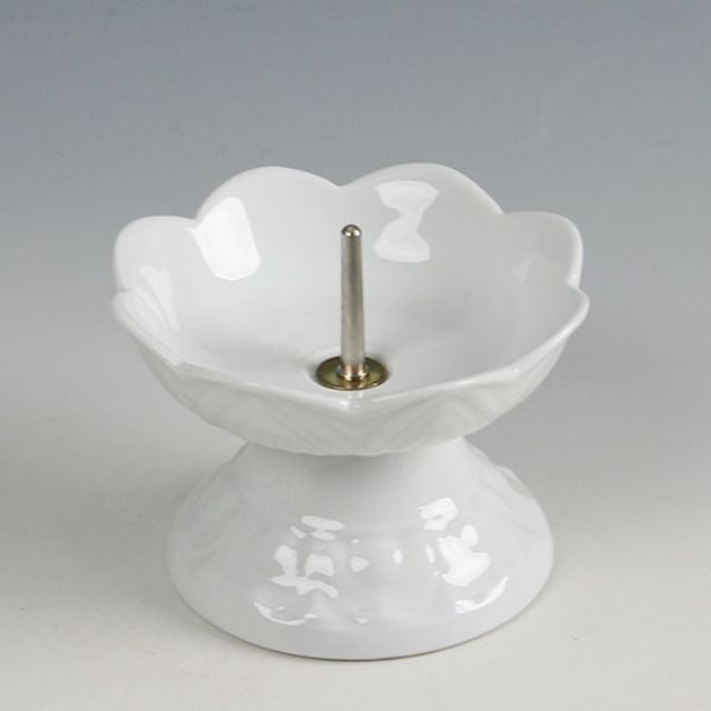 백자 꽃잎 도자기 촛대 (중) 양초홀더