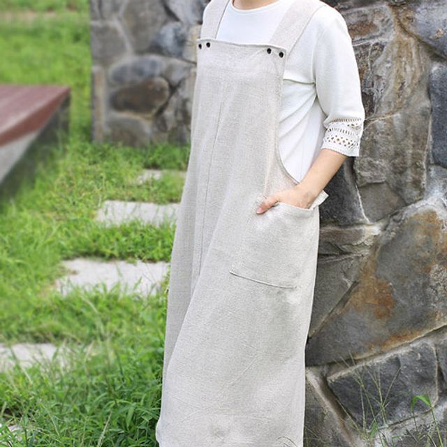 유치원선생님 공방 꽃집 주방 심플 루즈 롱 앞치마