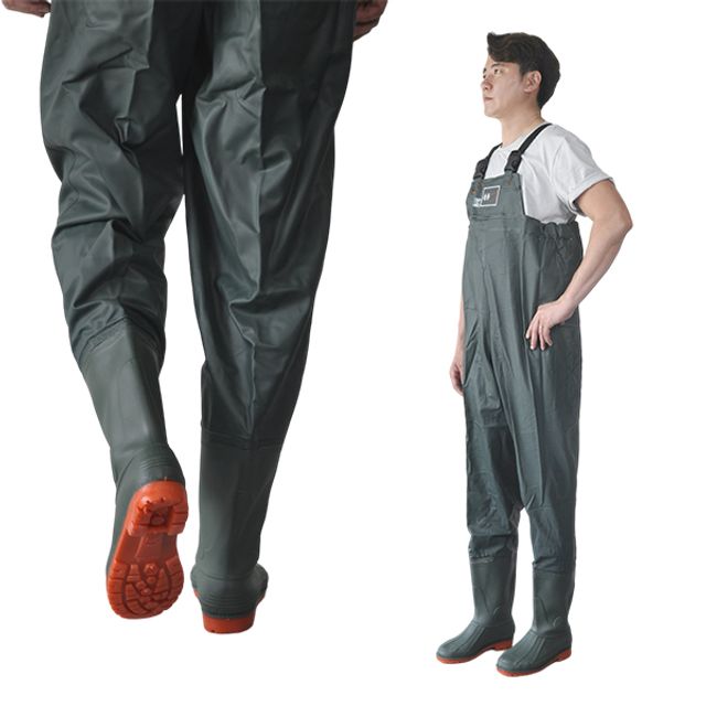 PVC 멜빵 장마철 다회용 작업용 방수 가슴장화